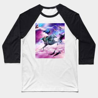 Frog Bearded Dragon Squirrel On Rainbow Unicorn Baseball T-Shirt